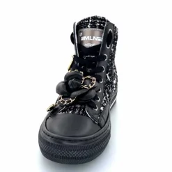 Teenager|Bijoux<Méliné Baskets Montantes He 202 Textile Blanc Bijoux Noir