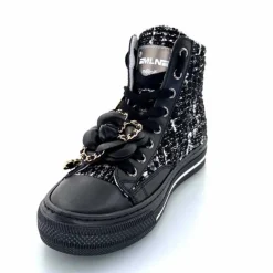 Teenager|Bijoux<Méliné Baskets Montantes He 202 Textile Blanc Bijoux Noir