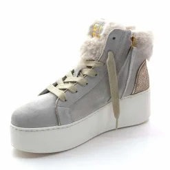 Teenager|Bijoux<GioPiu Baskets Montantes Plateformes Gio+ Rosa P02 Daim Gris Clair GrisClair