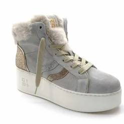 Teenager|Bijoux<GioPiu Baskets Montantes Plateformes Gio+ Rosa P02 Daim Gris Clair GrisClair