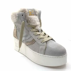 Teenager|Bijoux<GioPiu Baskets Montantes Plateformes Gio+ Rosa P02 Daim Gris Clair GrisClair
