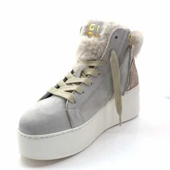 Teenager|Bijoux<GioPiu Baskets Montantes Plateformes Gio+ Rosa P02 Daim Gris Clair GrisClair