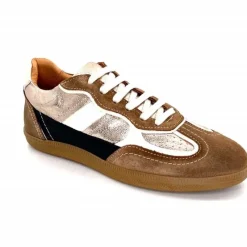 Teenager|Baskets<355-ivoire Baskets Plate Ivoire Samba 2 Cuir Noir Or Marron