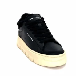Fourrure<Crime London Baskets Plateforme 21952 Cuir Fourrure Noir