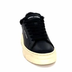 Fourrure<Crime London Baskets Plateforme 21952 Cuir Fourrure Noir