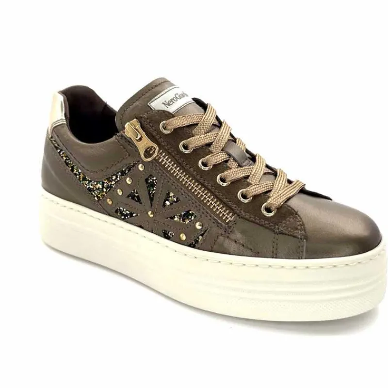 Sport Chic|Baskets<Nero Giardini Baskets Plateforme Fermeture Éclaire Nero Giardin 1411611 D322 Cuir Bronze