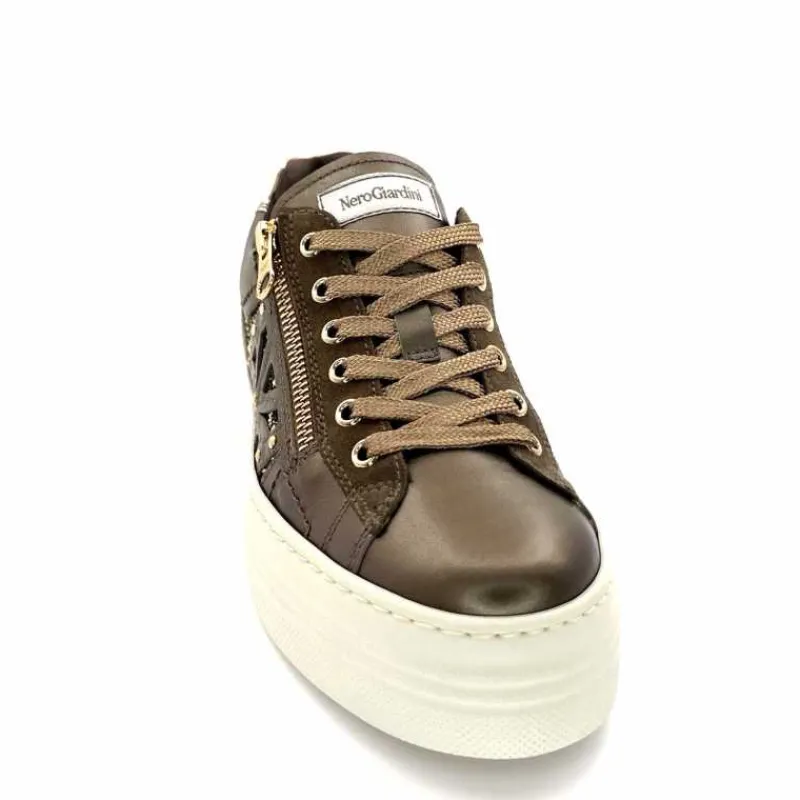 Sport Chic|Baskets<Nero Giardini Baskets Plateforme Fermeture Éclaire Nero Giardin 1411611 D322 Cuir Bronze