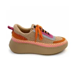 Vacances|Teenager<Steve Madden Baskets Plateforme Double Take Textile Orange Beige Rose