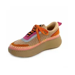 Vacances|Teenager<Steve Madden Baskets Plateforme Double Take Textile Orange Beige Rose