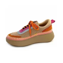 Vacances|Teenager<Steve Madden Baskets Plateforme Double Take Textile Orange Beige Rose