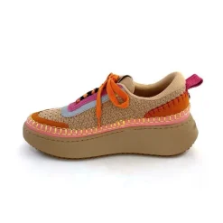 Vacances|Teenager<Steve Madden Baskets Plateforme Double Take Textile Orange Beige Rose