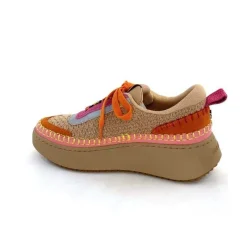 Vacances|Teenager<Steve Madden Baskets Plateforme Double Take Textile Orange Beige Rose