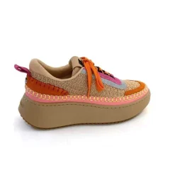 Vacances|Teenager<Steve Madden Baskets Plateforme Double Take Textile Orange Beige Rose