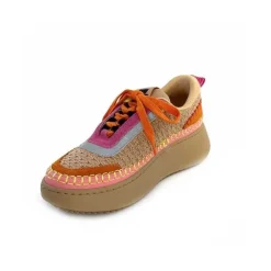 Vacances|Teenager<Steve Madden Baskets Plateforme Double Take Textile Orange Beige Rose