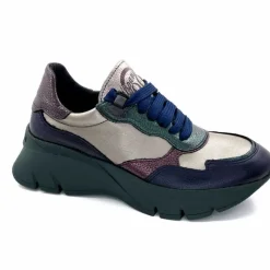 Sport|Décontracté<Hispanitas Baskets Running Chi 243617 Helsink Cuir Métal Bleu Bronze Vert