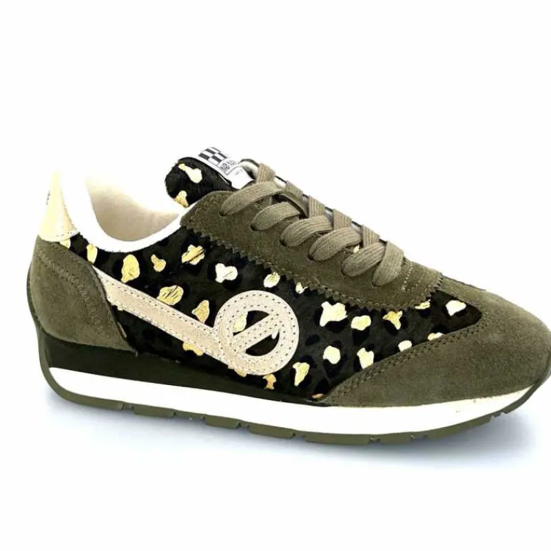 Sport Chic|Baskets<No Name Baskets Running City Run Jogger W Daim Léopard Doré Kaki