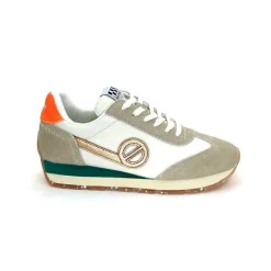 Sport Chic|Baskets<No Name Baskets Running City Run Jogger W Daim Orange Textile Blanc Beige