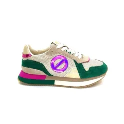 Teenager|Sport<No Name Baskets Running Mia Jogger W Daim Émeraude Beige Textile Beige et Fushia Vert
