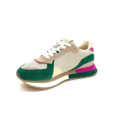 Teenager|Sport<No Name Baskets Running Mia Jogger W Daim Émeraude Beige Textile Beige et Fushia Vert