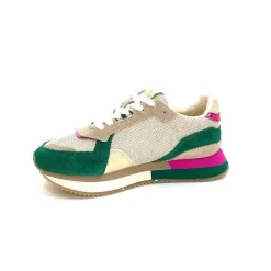 Teenager|Sport<No Name Baskets Running Mia Jogger W Daim Émeraude Beige Textile Beige et Fushia Vert