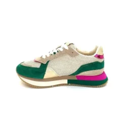 Teenager|Sport<No Name Baskets Running Mia Jogger W Daim Émeraude Beige Textile Beige et Fushia Vert