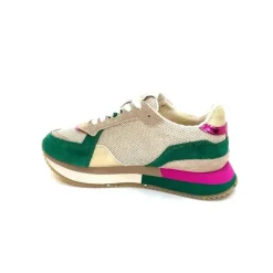 Teenager|Sport<No Name Baskets Running Mia Jogger W Daim Émeraude Beige Textile Beige et Fushia Vert