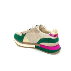 Teenager|Sport<No Name Baskets Running Mia Jogger W Daim Émeraude Beige Textile Beige et Fushia Vert