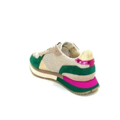 Teenager|Sport<No Name Baskets Running Mia Jogger W Daim Émeraude Beige Textile Beige et Fushia Vert