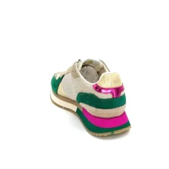 Teenager|Sport<No Name Baskets Running Mia Jogger W Daim Émeraude Beige Textile Beige et Fushia Vert