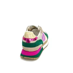 Teenager|Sport<No Name Baskets Running Mia Jogger W Daim Émeraude Beige Textile Beige et Fushia Vert
