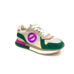Teenager|Sport<No Name Baskets Running Mia Jogger W Daim Émeraude Beige Textile Beige et Fushia Vert