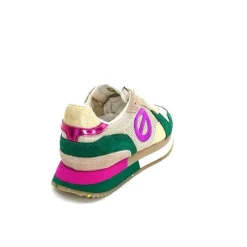 Teenager|Sport<No Name Baskets Running Mia Jogger W Daim Émeraude Beige Textile Beige et Fushia Vert