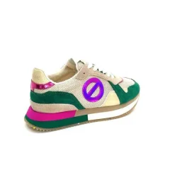 Teenager|Sport<No Name Baskets Running Mia Jogger W Daim Émeraude Beige Textile Beige et Fushia Vert