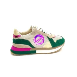 Teenager|Sport<No Name Baskets Running Mia Jogger W Daim Émeraude Beige Textile Beige et Fushia Vert
