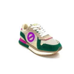 Teenager|Sport<No Name Baskets Running Mia Jogger W Daim Émeraude Beige Textile Beige et Fushia Vert
