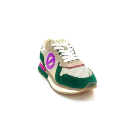 Teenager|Sport<No Name Baskets Running Mia Jogger W Daim Émeraude Beige Textile Beige et Fushia Vert