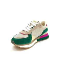 Teenager|Sport<No Name Baskets Running Mia Jogger W Daim Émeraude Beige Textile Beige et Fushia Vert