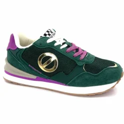 Sport|Baskets<No Name Baskets Running Tova Runner W Daim Vert Textile Vert Blanc Violet BlancFushiaVert
