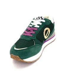 Sport|Baskets<No Name Baskets Running Tova Runner W Daim Vert Textile Vert Blanc Violet BlancFushiaVert