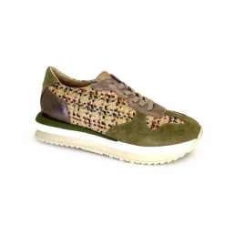 Sport Chic|Baskets<Requin Baskets Running Reqins Ursula Daim Raffia Multicolore Kaki