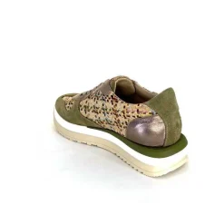 Sport Chic|Baskets<Requin Baskets Running Reqins Ursula Daim Raffia Multicolore Kaki