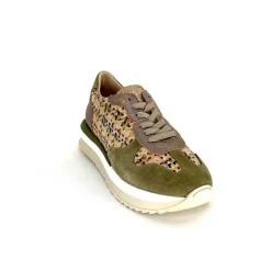 Sport Chic|Baskets<Requin Baskets Running Reqins Ursula Daim Raffia Multicolore Kaki