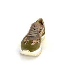 Sport Chic|Baskets<Requin Baskets Running Reqins Ursula Daim Raffia Multicolore Kaki