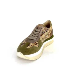Sport Chic|Baskets<Requin Baskets Running Reqins Ursula Daim Raffia Multicolore Kaki
