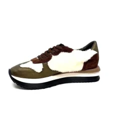 Montagne|Baskets<Requin Baskets Running Reqins Urielle Cuir Textile Ecru Marron