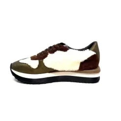 Montagne|Baskets<Requin Baskets Running Reqins Urielle Cuir Textile Ecru Marron