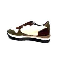 Montagne|Baskets<Requin Baskets Running Reqins Urielle Cuir Textile Ecru Marron