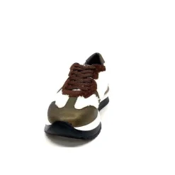 Montagne|Baskets<Requin Baskets Running Reqins Urielle Cuir Textile Ecru Marron