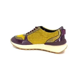 Sport|Baskets<Requin Baskets Running Reqins Urania Mix Cuir Violet Textile Moutarde Jaune