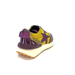 Sport|Baskets<Requin Baskets Running Reqins Urania Mix Cuir Violet Textile Moutarde Jaune